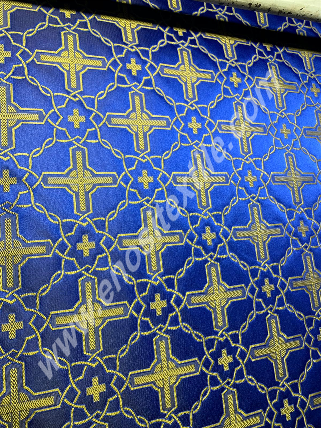 KL-007 Dark Blue-Gold Brocade Fabrics